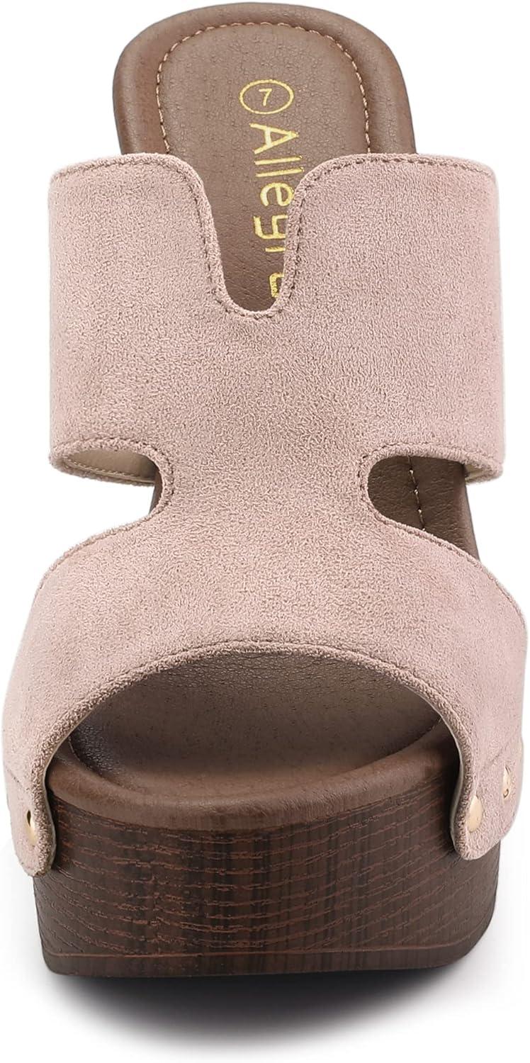 imageAllegra K Womens Faux Suede Platform High Block Heel Slides SandalsPink