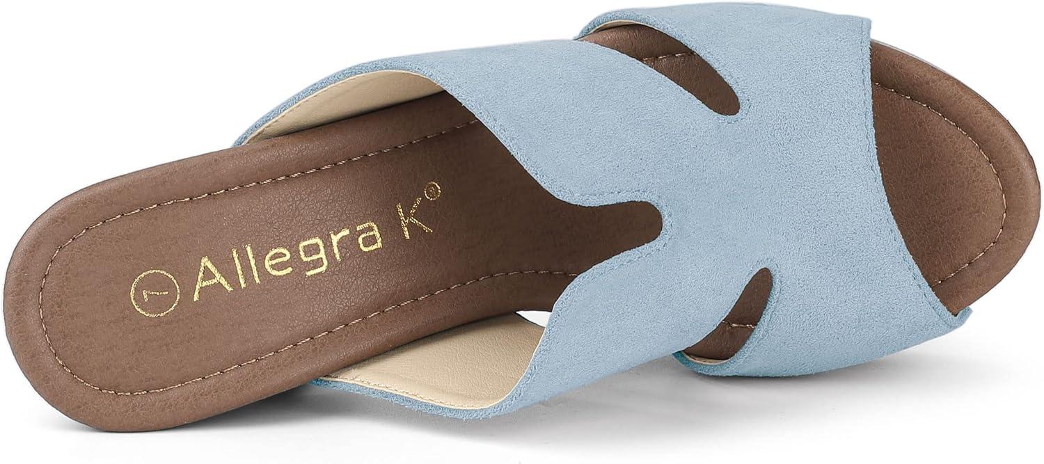 imageAllegra K Womens Faux Suede Platform High Block Heel Slides SandalsSky Blue