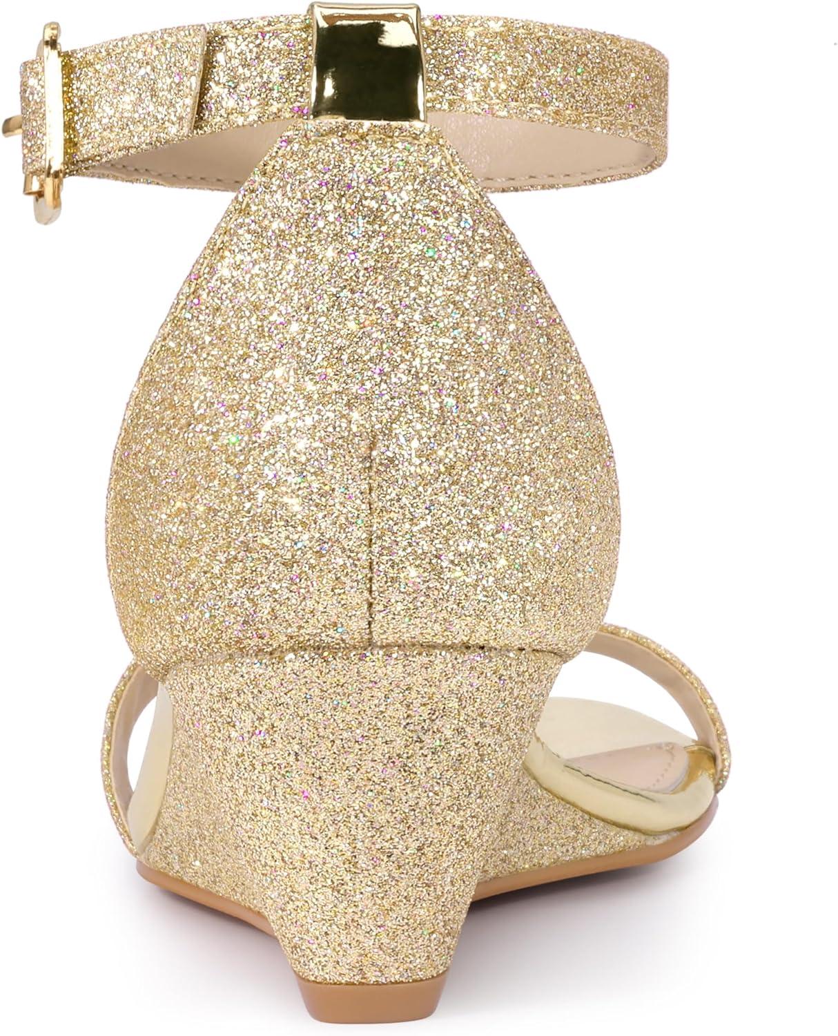 imageAllegra K Womens Glitter Heels Open Toe Wedge Heel SandalsGold