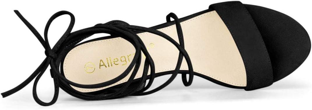 imageAllegra K Womens Lace Up Block High Heels SandalsBlack