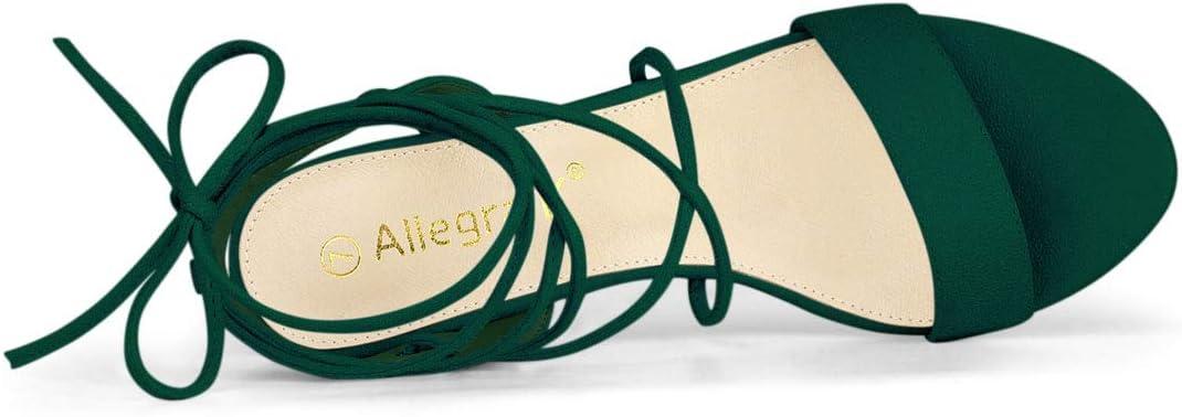imageAllegra K Womens Lace Up Block High Heels SandalsGreen