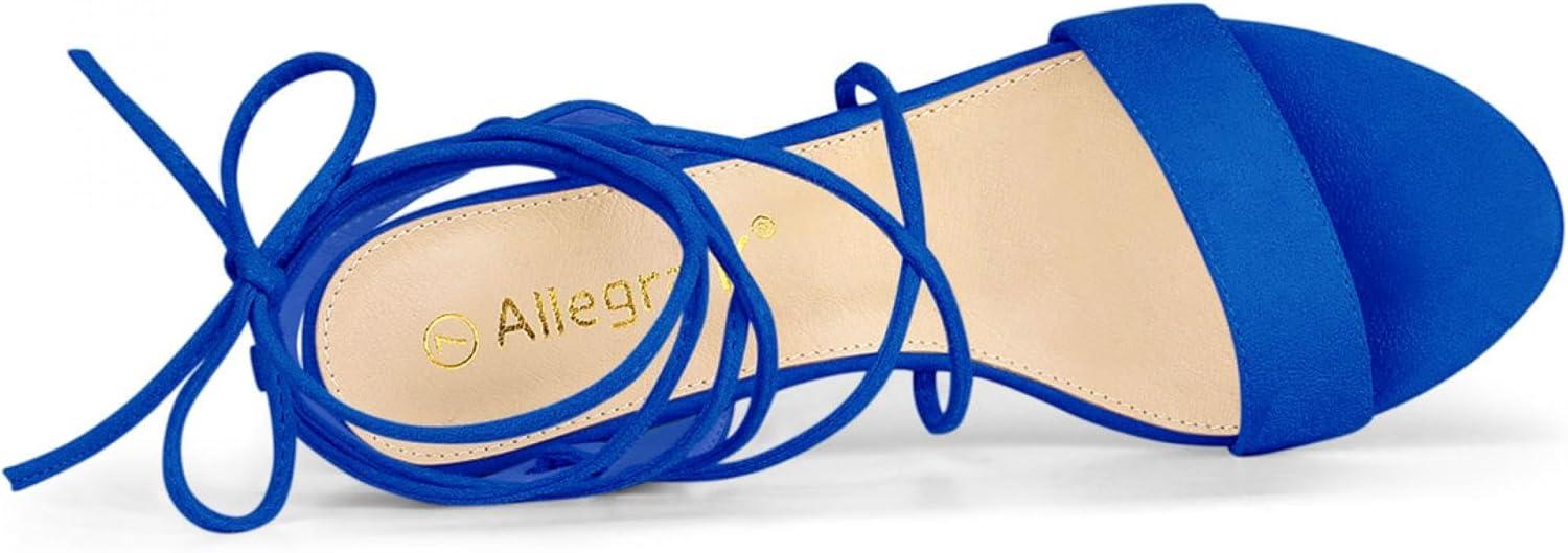imageAllegra K Womens Lace Up Block High Heels SandalsRoyal Blue