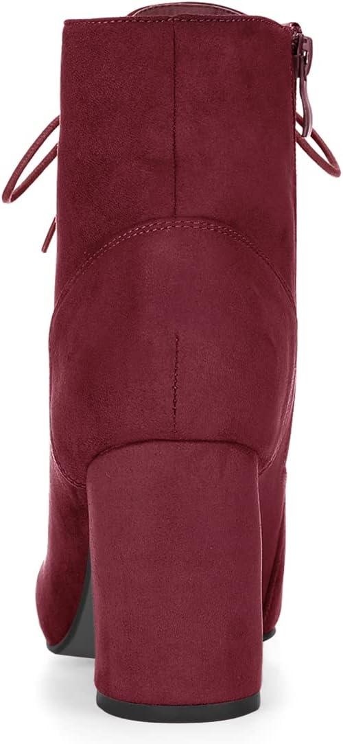 imageAllegra K Womens Lace Up Chunky Heel Ankle BootiesBurgundy