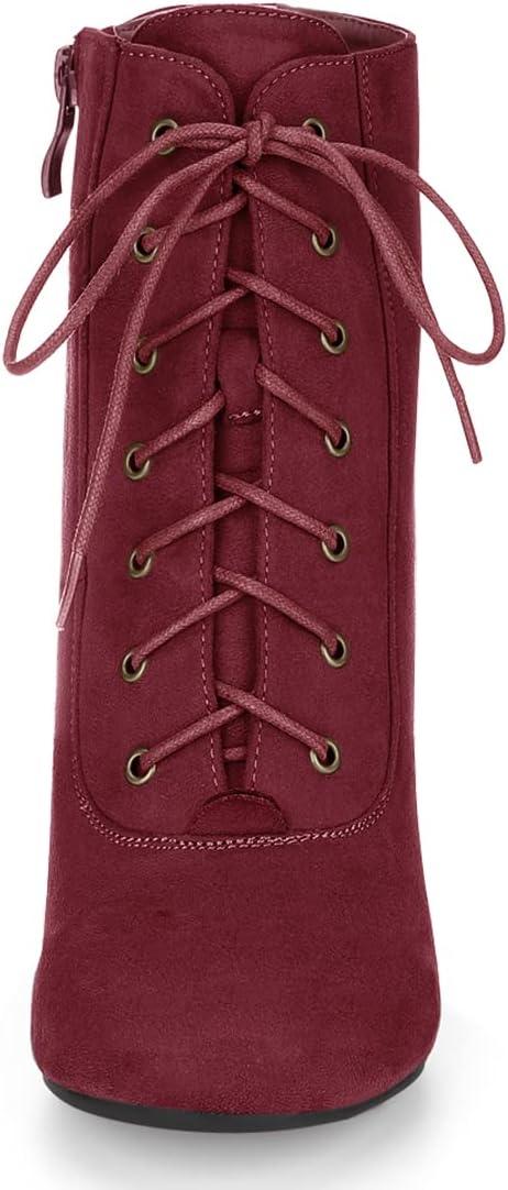 imageAllegra K Womens Lace Up Chunky Heel Ankle BootiesBurgundy