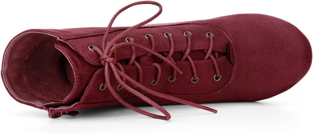 imageAllegra K Womens Lace Up Chunky Heel Ankle BootiesBurgundy