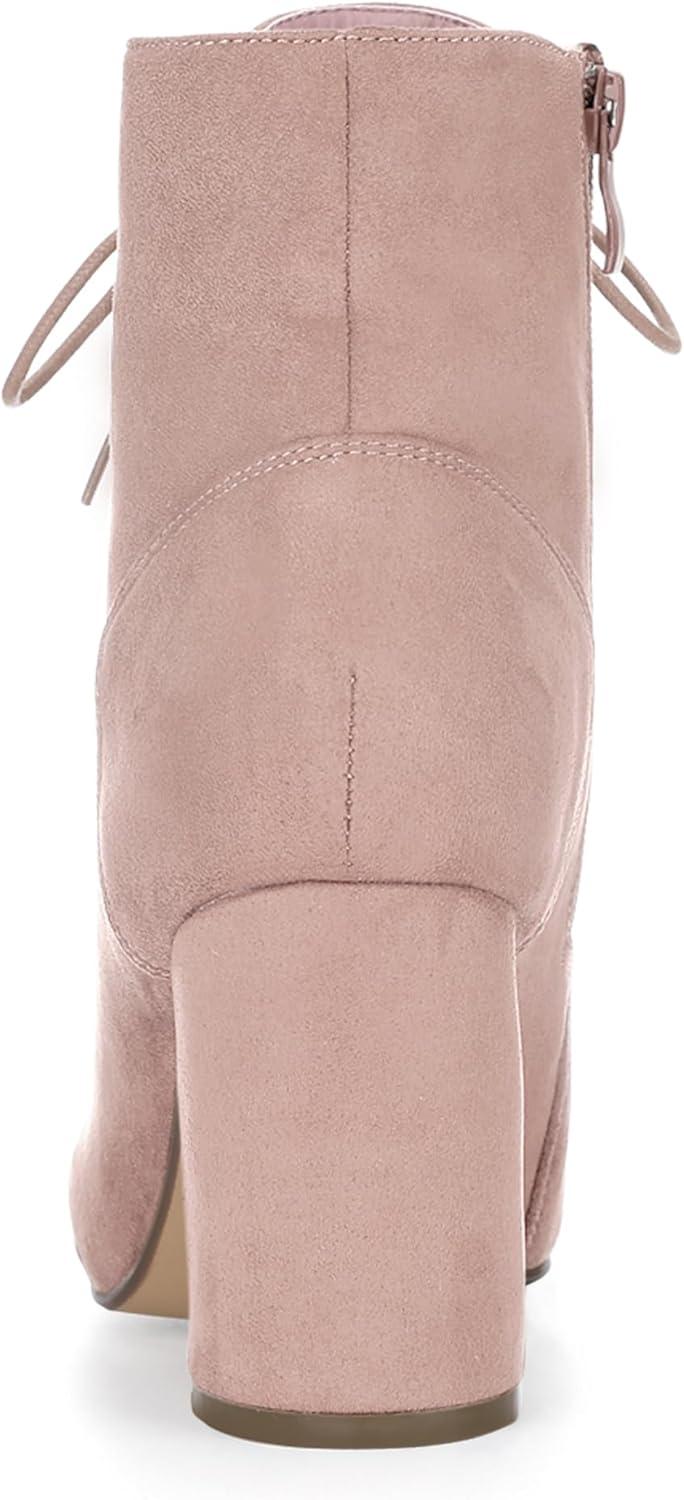 imageAllegra K Womens Lace Up Chunky Heel Ankle BootiesDust Pink