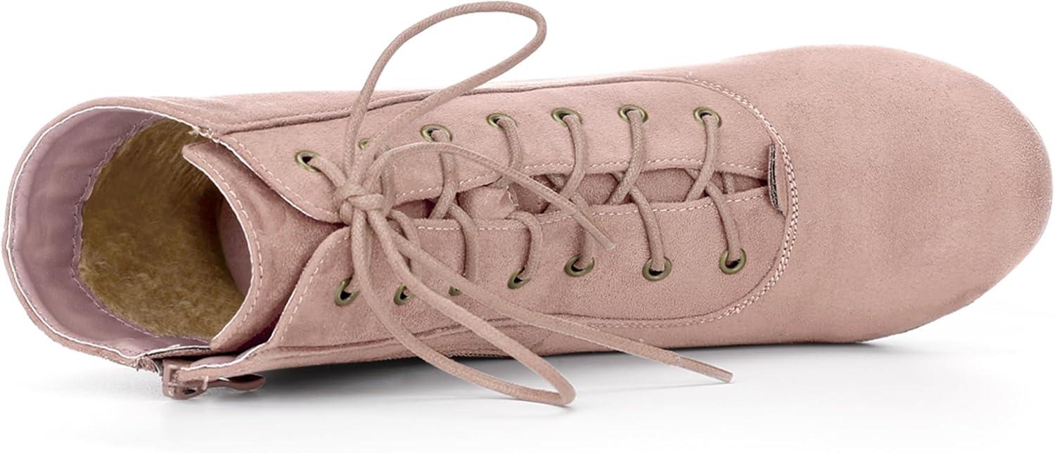 imageAllegra K Womens Lace Up Chunky Heel Ankle BootiesDust Pink