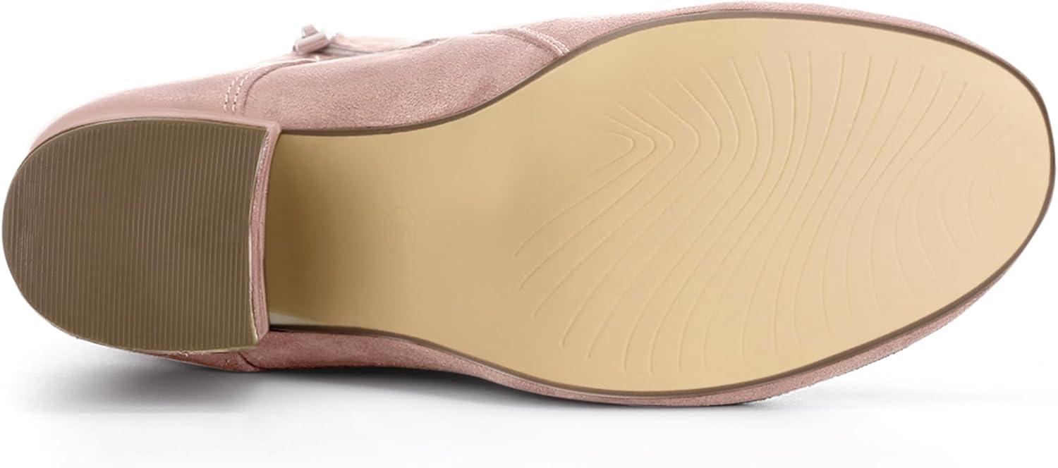 imageAllegra K Womens Lace Up Chunky Heel Ankle BootiesDust Pink