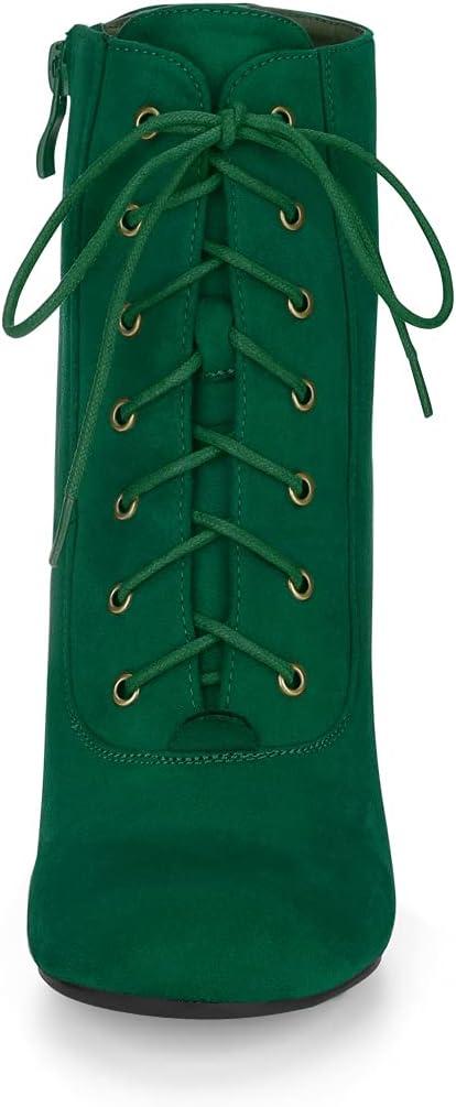 imageAllegra K Womens Lace Up Chunky Heel Ankle BootiesEmerald Green