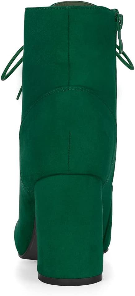 imageAllegra K Womens Lace Up Chunky Heel Ankle BootiesEmerald Green