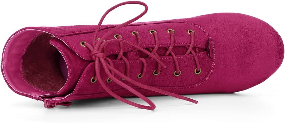 imageAllegra K Womens Lace Up Chunky Heel Ankle BootiesHot Pink