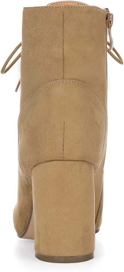 imageAllegra K Womens Lace Up Chunky Heel Ankle BootiesKhaki
