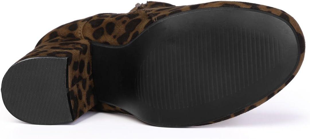 imageAllegra K Womens Lace Up Chunky Heel Ankle BootiesLeopard