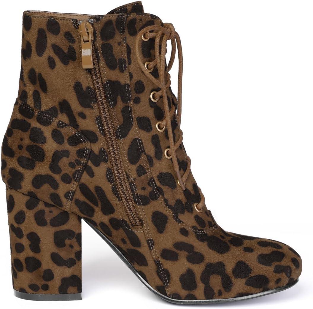 imageAllegra K Womens Lace Up Chunky Heel Ankle BootiesLeopard
