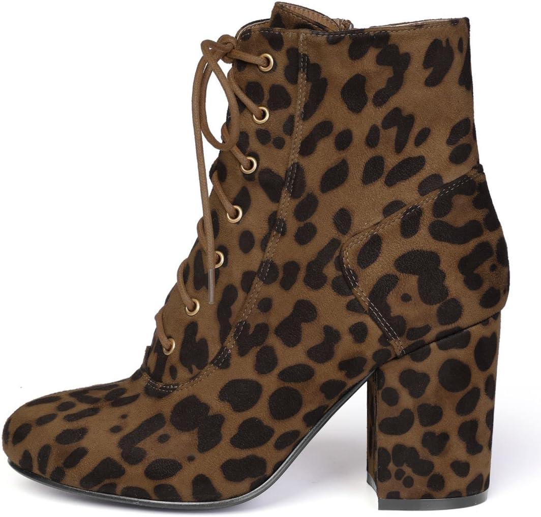 imageAllegra K Womens Lace Up Chunky Heel Ankle BootiesLeopard