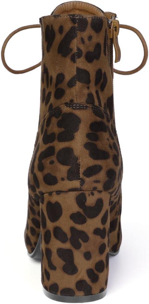 imageAllegra K Womens Lace Up Chunky Heel Ankle BootiesLeopard