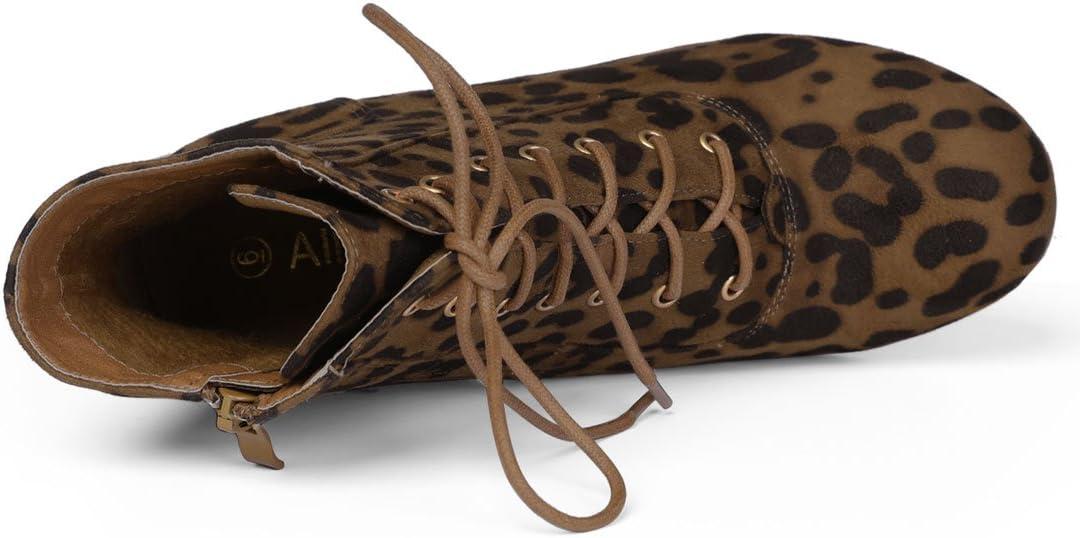 imageAllegra K Womens Lace Up Chunky Heel Ankle BootiesLeopard
