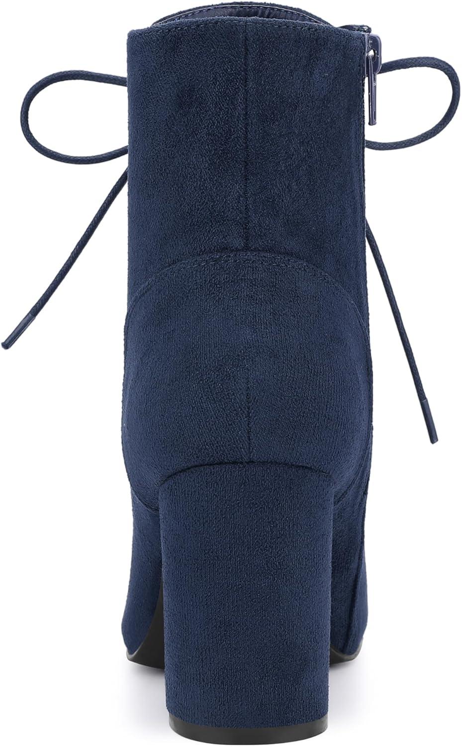 imageAllegra K Womens Lace Up Chunky Heel Ankle BootiesNavy Blue