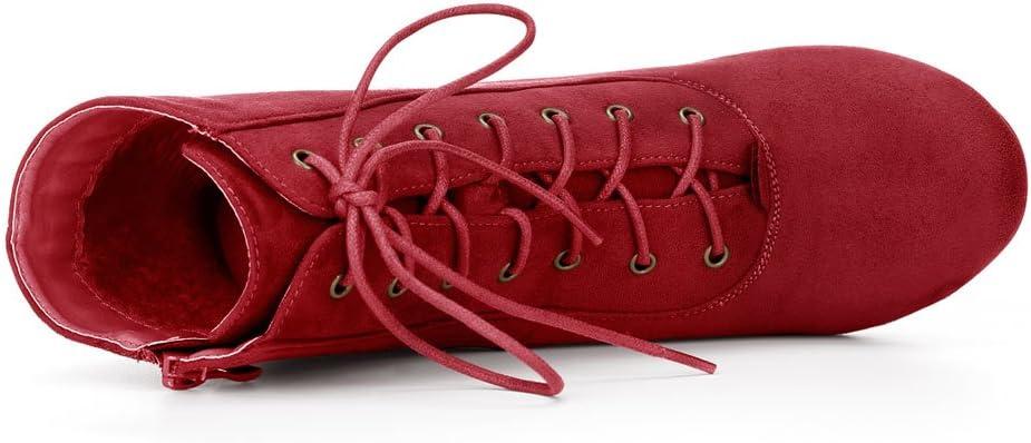 imageAllegra K Womens Lace Up Chunky Heel Ankle BootiesRed