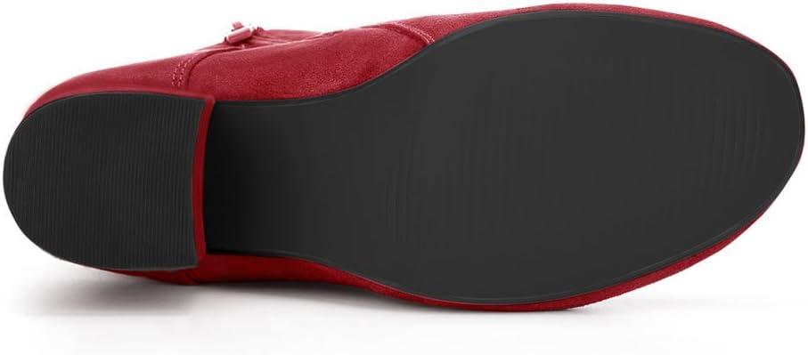 imageAllegra K Womens Lace Up Chunky Heel Ankle BootiesRed