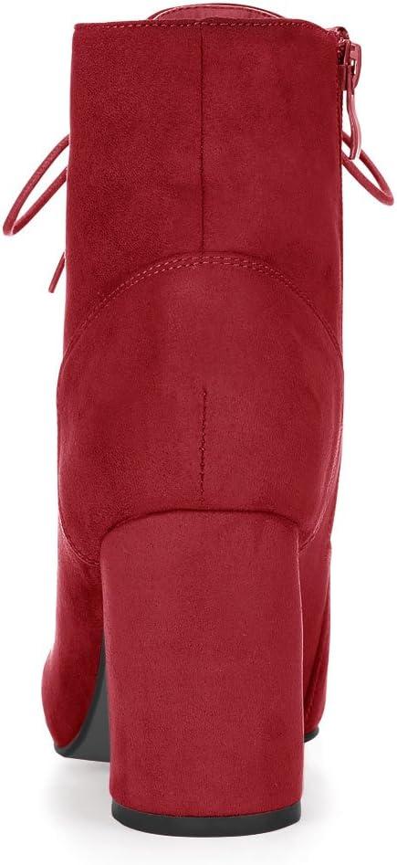 imageAllegra K Womens Lace Up Chunky Heel Ankle BootiesRed