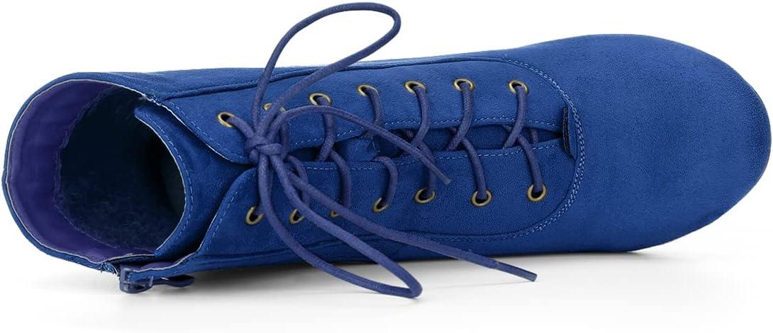 imageAllegra K Womens Lace Up Chunky Heel Ankle BootiesRoyal Blue
