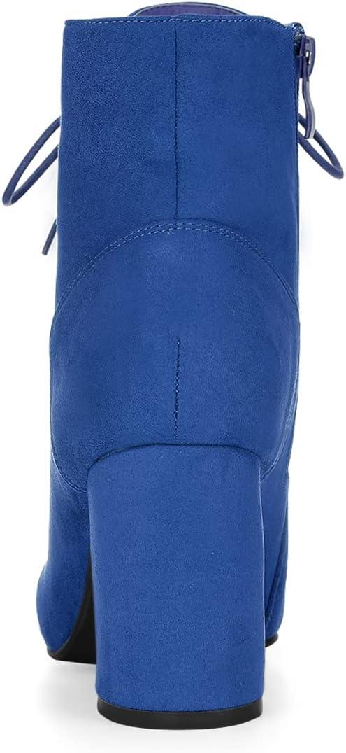 imageAllegra K Womens Lace Up Chunky Heel Ankle BootiesRoyal Blue