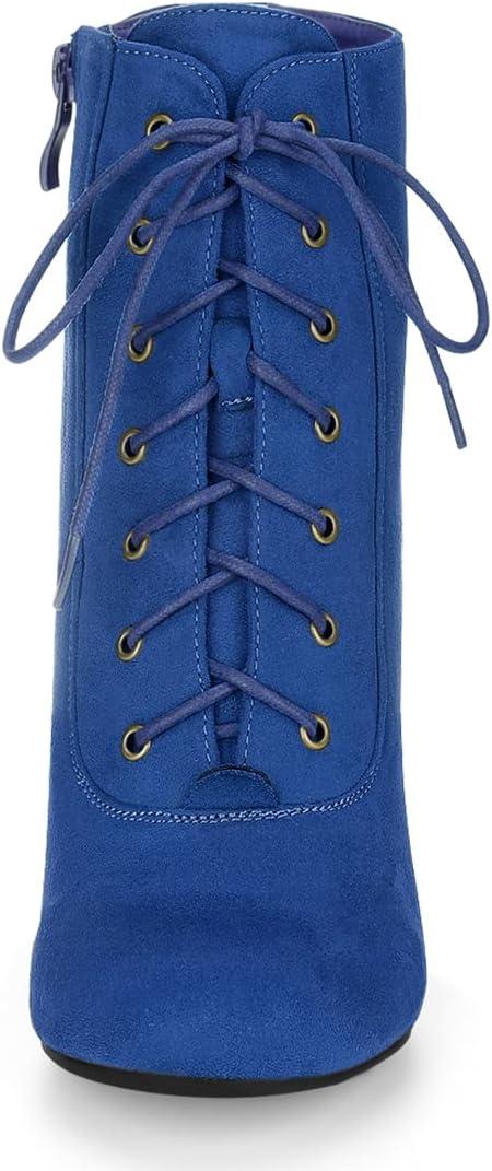 imageAllegra K Womens Lace Up Chunky Heel Ankle BootiesRoyal Blue