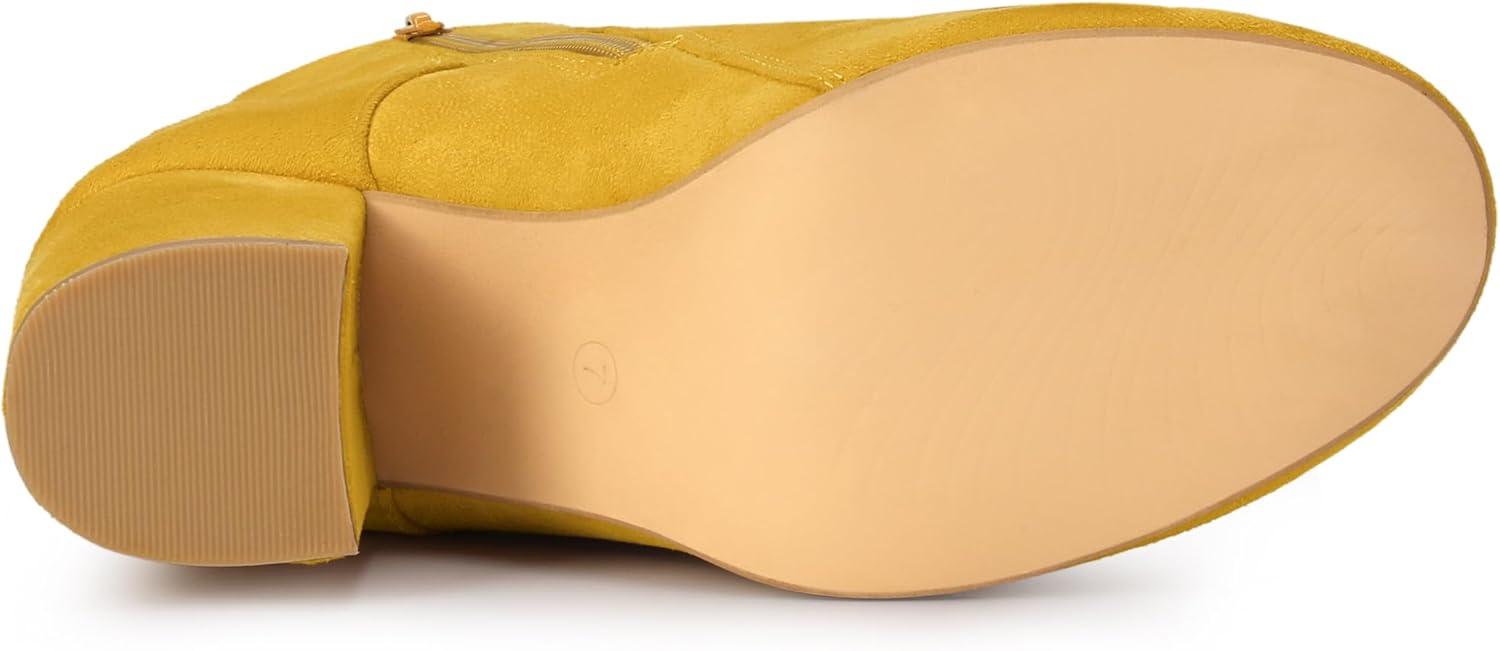imageAllegra K Womens Lace Up Chunky Heel Ankle BootiesYellow