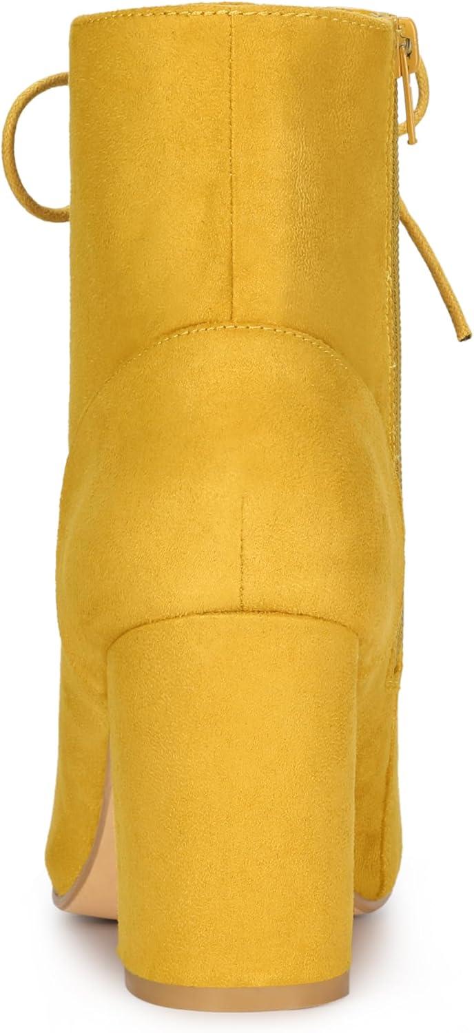 imageAllegra K Womens Lace Up Chunky Heel Ankle BootiesYellow