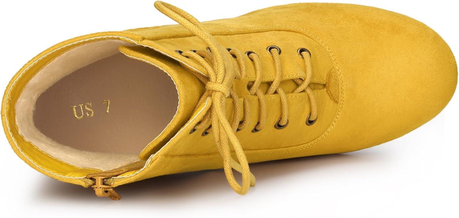 imageAllegra K Womens Lace Up Chunky Heel Ankle BootiesYellow