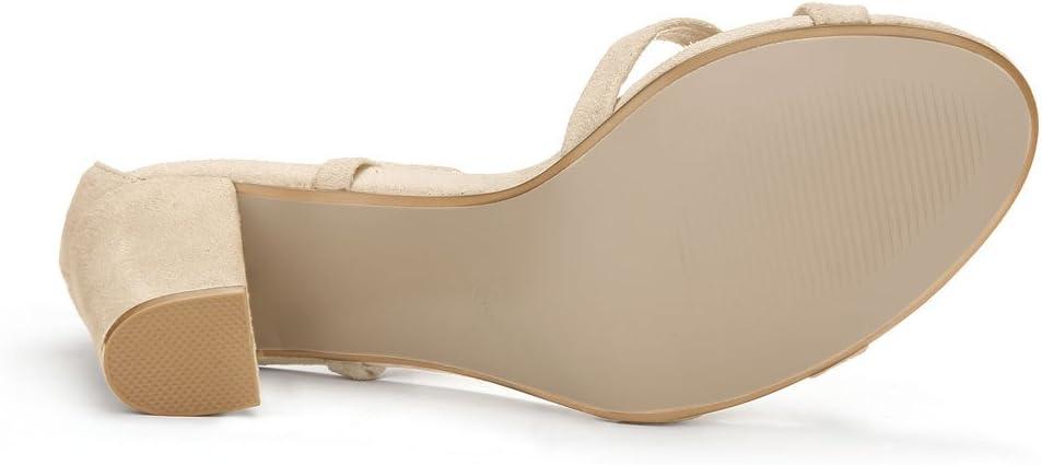 imageAllegra K Womens Lace Up High Block Heeled SandalsBeige