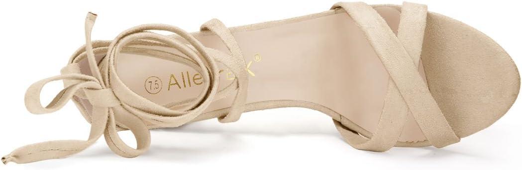 imageAllegra K Womens Lace Up High Block Heeled SandalsBeige