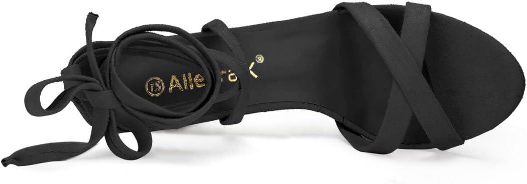 imageAllegra K Womens Lace Up High Block Heeled SandalsBlack