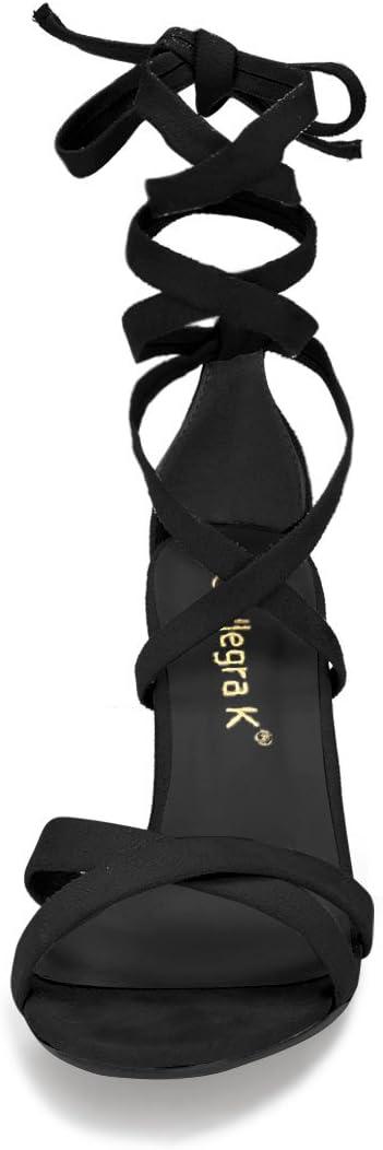 imageAllegra K Womens Lace Up High Block Heeled SandalsBlack