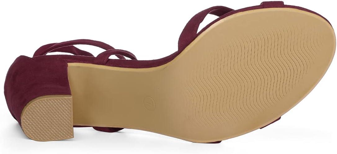 imageAllegra K Womens Lace Up High Block Heeled SandalsBurgundy