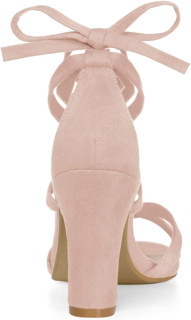 imageAllegra K Womens Lace Up High Block Heeled SandalsDust Pink