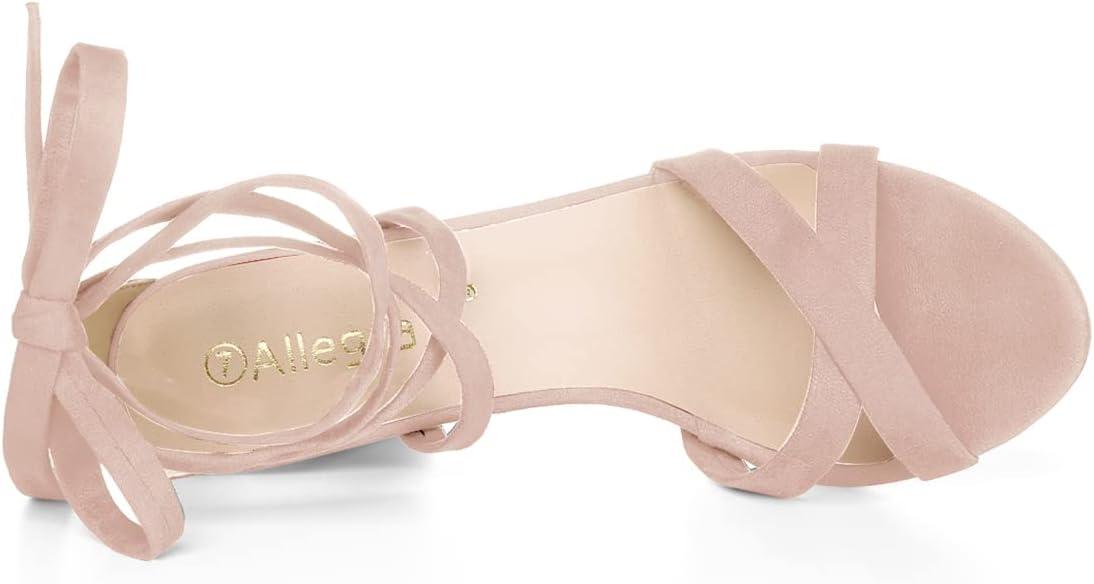 imageAllegra K Womens Lace Up High Block Heeled SandalsDust Pink