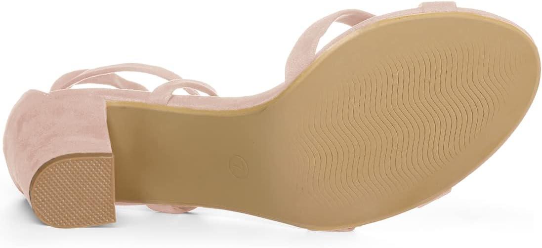 imageAllegra K Womens Lace Up High Block Heeled SandalsDust Pink