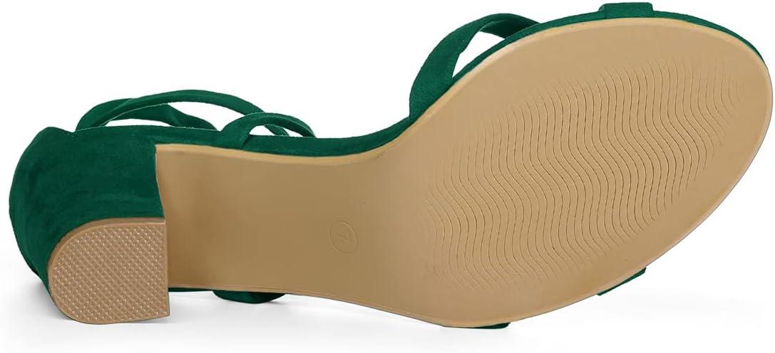 imageAllegra K Womens Lace Up High Block Heeled SandalsGreen