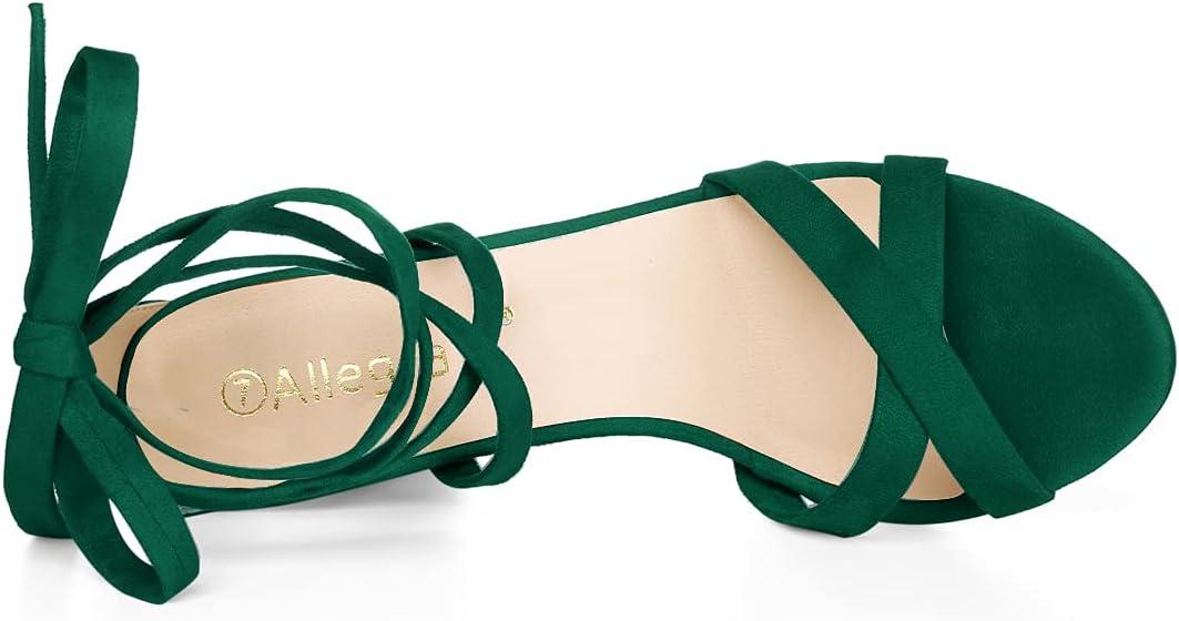 imageAllegra K Womens Lace Up High Block Heeled SandalsGreen