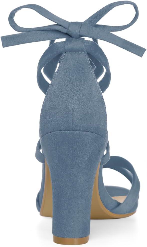 imageAllegra K Womens Lace Up High Block Heeled SandalsHaze Blue