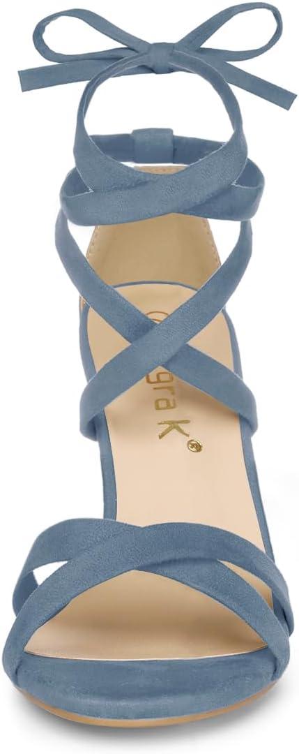imageAllegra K Womens Lace Up High Block Heeled SandalsHaze Blue
