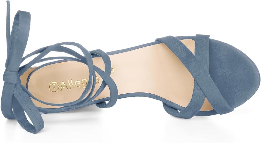 imageAllegra K Womens Lace Up High Block Heeled SandalsHaze Blue