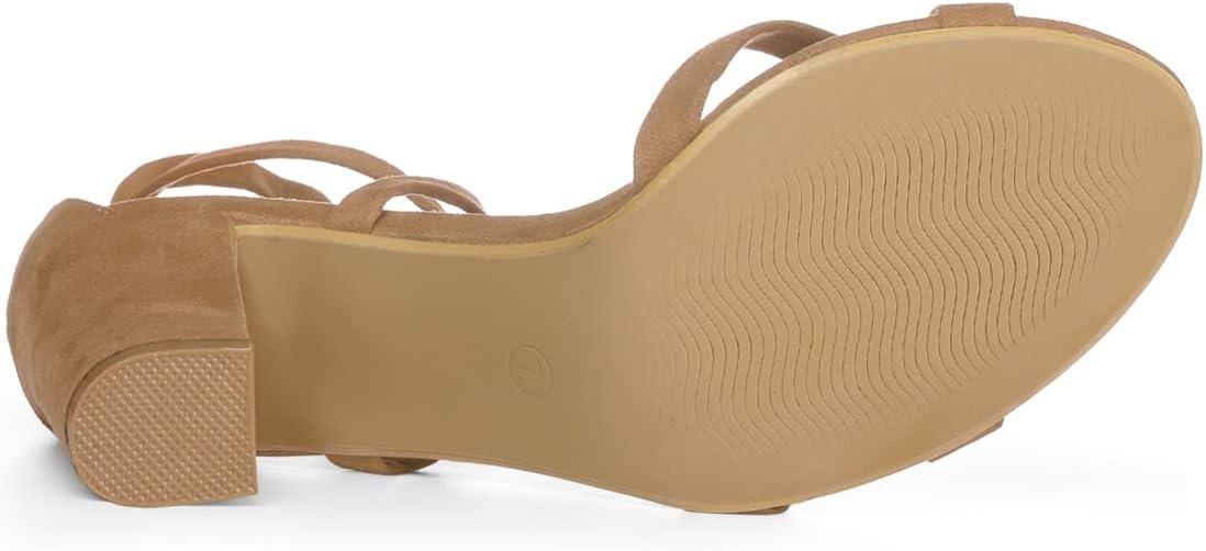 imageAllegra K Womens Lace Up High Block Heeled SandalsKhaki