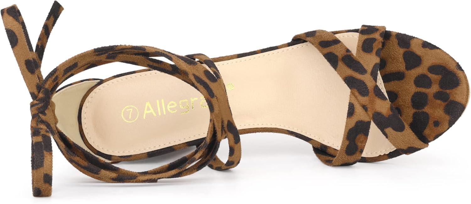 imageAllegra K Womens Lace Up High Block Heeled SandalsLeopard