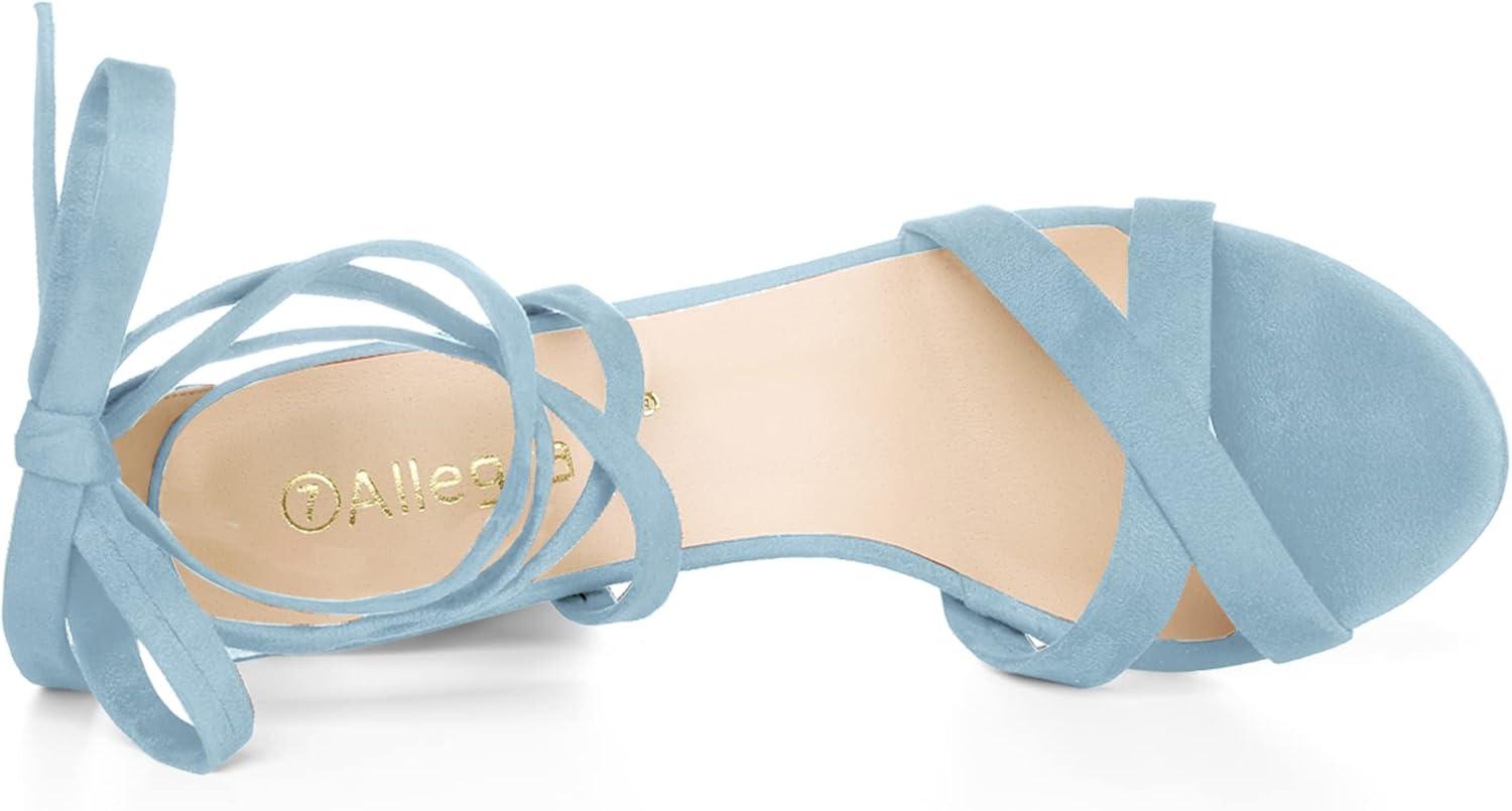 imageAllegra K Womens Lace Up High Block Heeled SandalsSky Blue