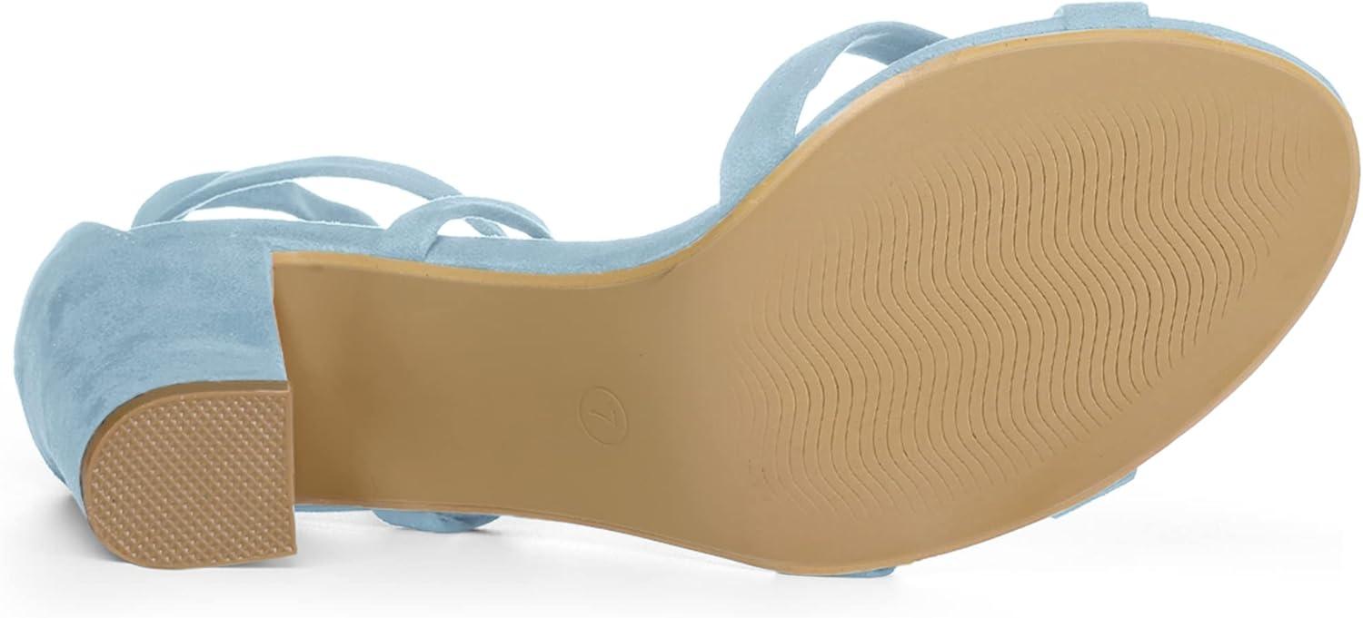 imageAllegra K Womens Lace Up High Block Heeled SandalsSky Blue