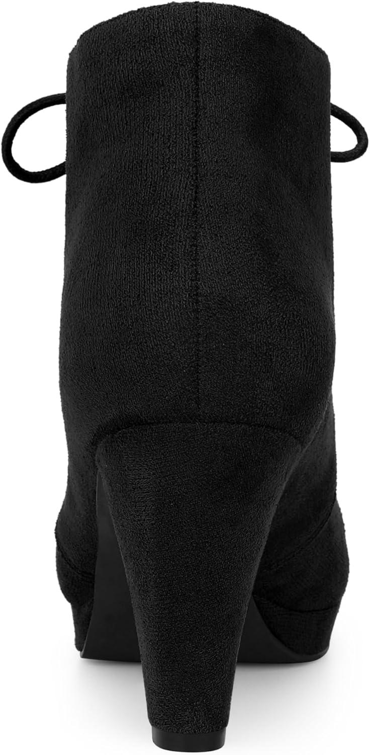 imageAllegra K Womens Lace Up Platform Block Heels Ankle BootsBlack