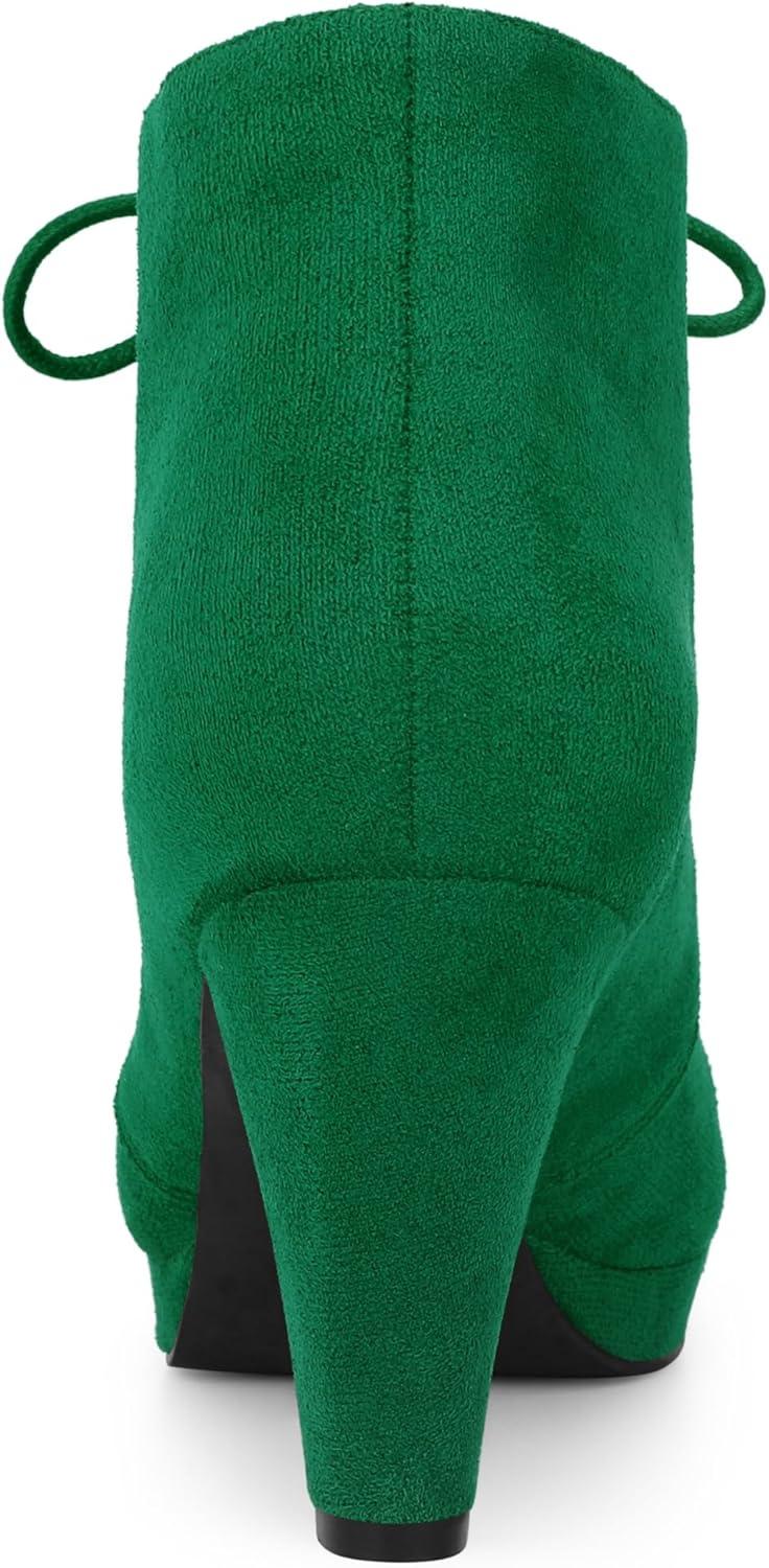 imageAllegra K Womens Lace Up Platform Block Heels Ankle BootsEmerald Green